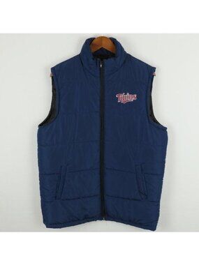 Minnesota Twins Baseball Men's XL Blue Red Embroidered Puffer Full Zip Vest